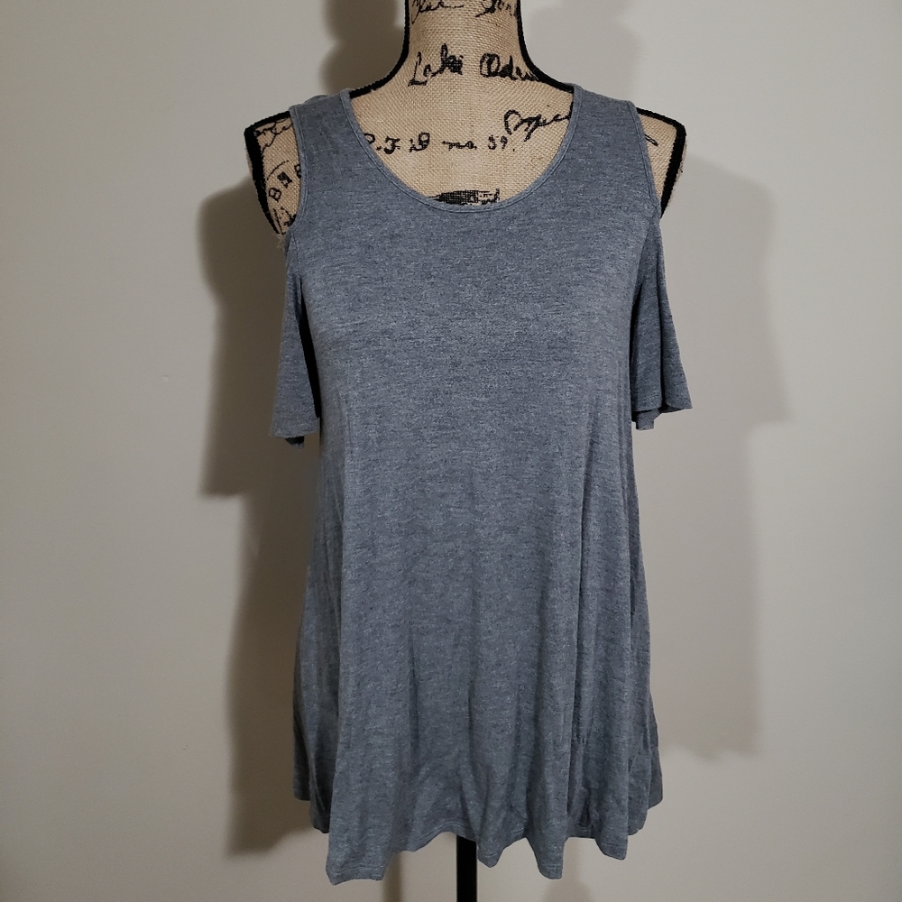 Elle Gray Cold Shoulder Blouse